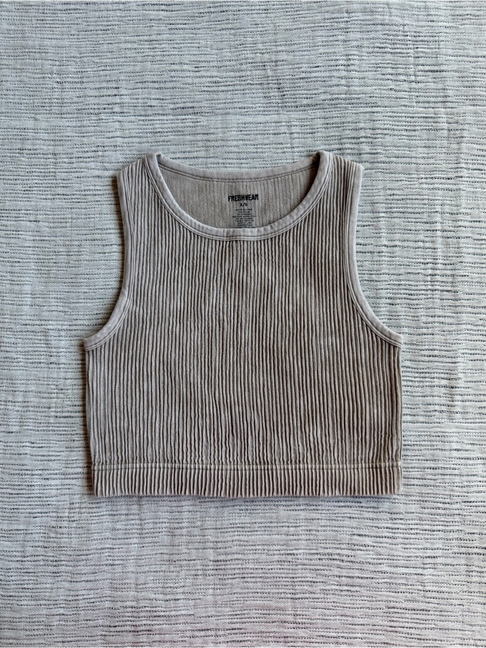 Freshwear Ribbed Crop Tank Top in Light Taupe